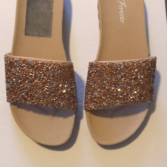 Forever Women's Glitter Cork Slides - Size 6-1/2 - Picture 3 of 14
